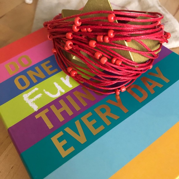 Red Cotton Glass Bead Bracelet ❤️ Fair Trade ❤️ - Picture 6 of 8